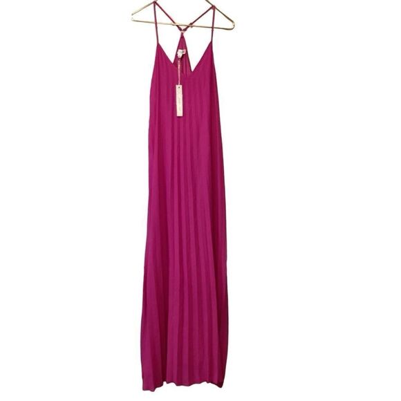 NWT She + Sky Magenta Pleated Maxi Dress large - Picture 3 of 15